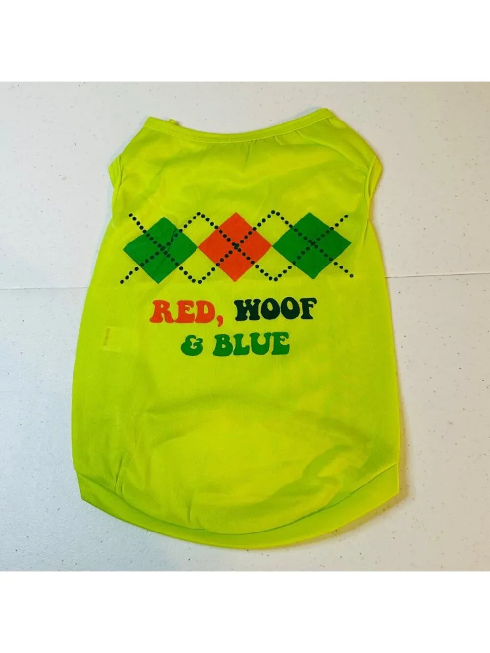 RED WOOF & BLUE Light green small dog shirt Fourth of July Patriotic pet shirt